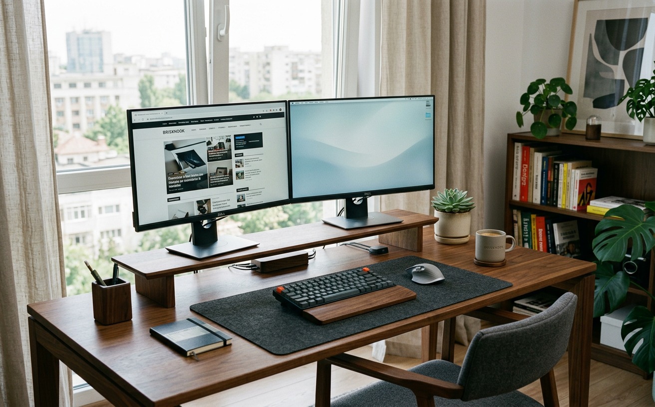 Setup birou ergonomic minimalist Brisknook